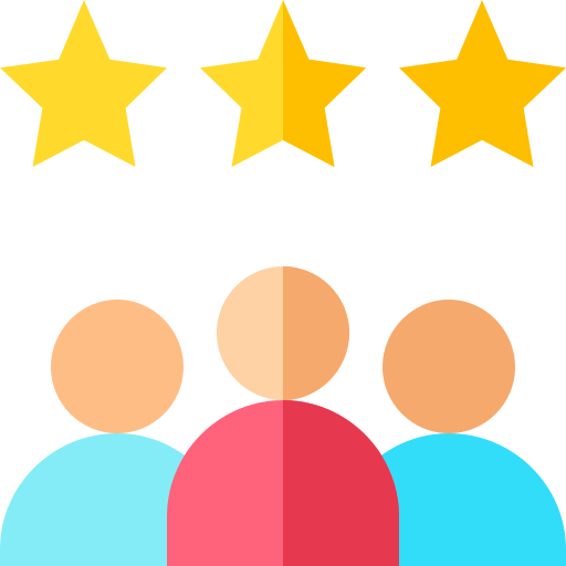Tres clientes con tres estrellas Cliente satisfecho